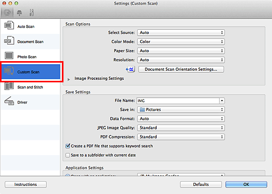 figure: Settings dialog